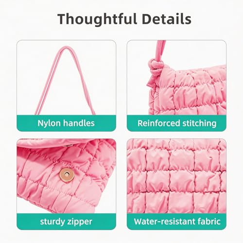 Image of NAARIAN Shoulder Bag for Women, Small Puffer Crescent Hobo Bag, Trendy Waterproof Clutch with Magnetic Closure | Trendy