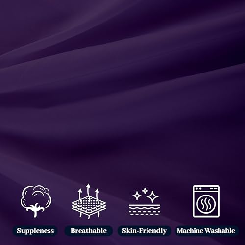 HBHLFZ King Flat Sheet - Ultra Soft Polyester Top Sheet - Hotel Quality Bed Sheets - Comfortable Wrinkle-Free - Easy to Care for - 1 King Flat Sheet Only(King,Purple)