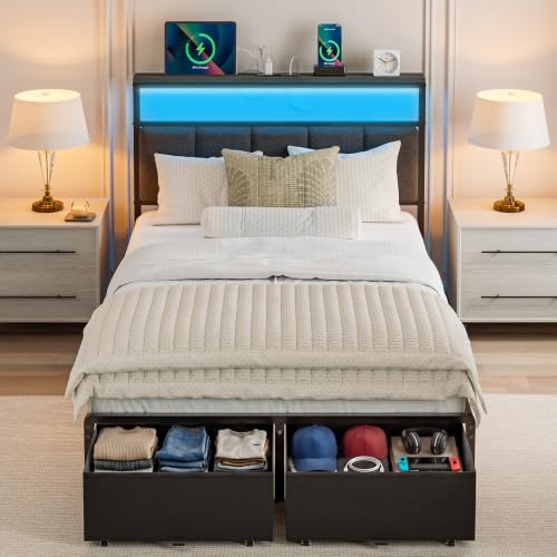 UHTN Twin 2-Drawer Upholstered Bed
