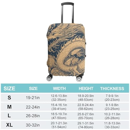 Blue Oriental Dragon Luggage Cover, Washable Elastic Suitcase Cover Protector Fit 18-32 Inch Luggage2