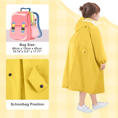 Image of LAMA Kids Raincoat with Hood, Lightweight Raincoat for Girls, Kid Long Rain Jacket