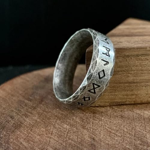 Image of THE MEN THING GREEK STONE ANCIENT - Titanium Steel, Odin Norse Viking Rings for Men (Size - 17-21- 24)