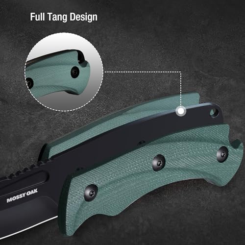 Image of Mossy Oak 8.5 inch Full-tang Fixed Blade Knife with Sheath (G10 Handle-Green) | Stainless Steel Blade; Outdoor Knives for Survival, Camping, Hiking