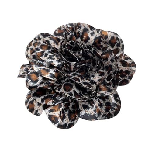 7.5 Pulgadas De Tela De Satén De Leopardo Flor De Rosa Muy Grandes Pines De Solapa Para Las Mujeres Broche De Flor Para Vestido De Fiesta De Vacaciones Traje Ropa Accesorios Regalos, 7,5 Pouces,
