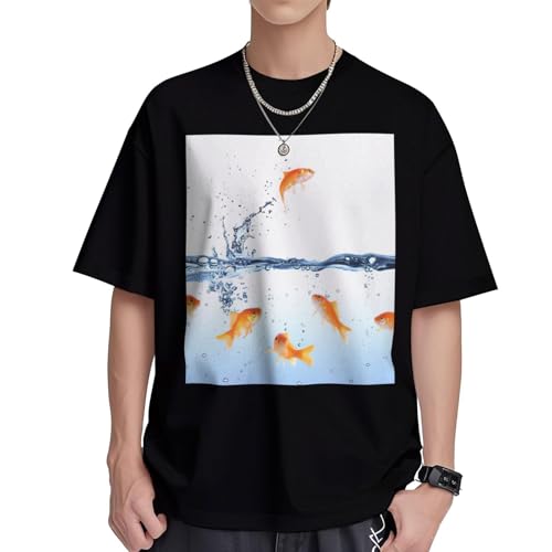 T-shirt en coton poisson dans l'eau pour femme coupe ample col rond fluide