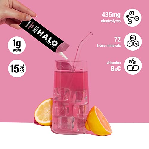 Halo Hydration Pink Lemonade - Electrolyte Drink Powder Sachets - Dietary Supplement, Rich In Vitamin C & Zinc, Complete Hydration - Keto, Vegan & Low Calorie - 126 Servings #TOP3