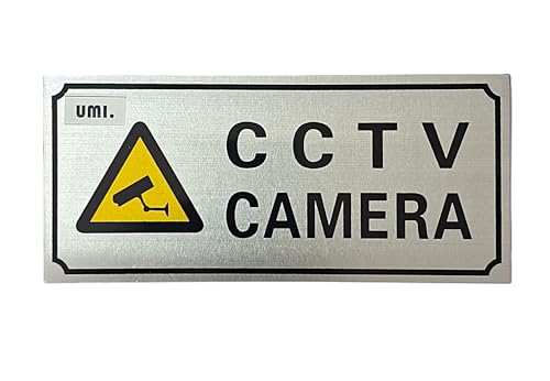 Image of Amazon Brand - Umi Metal CCTV Camera Signage Board | Silver Finish Self Adhesive Security Sign for Home, Office & Shops (8 x 3 Inch)