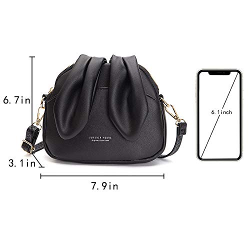 Women Cute Soft Faux leather Dome Crossbody Bag Shoulder Bag Rabbit Ear3