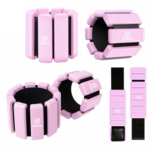 Pilates Wrist & Ankle Weights for Men/Women Leg and Arm Weights set of 2 (2kg/4lbs) Adjustable Ankle Weights for Strength Training Walking Running Gym & home workout Fitness accessories- PINK