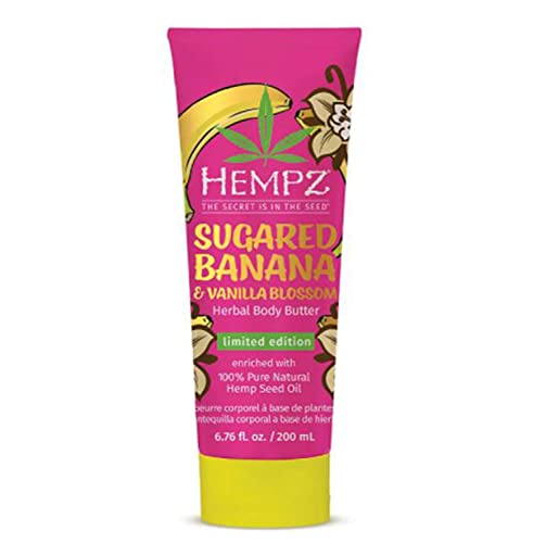 H E M P Hemp Sugared Banana & Vanilla Blossom Herbal Body Butter 6.7 Oz! Infused With Pure Natural Seed, Shea And Vitamins! Hydrates, Soothe Protects Skin! 100 percent Vegan Moisturizer! (6.7 oz)