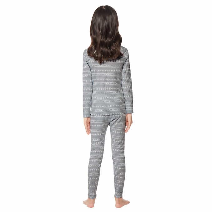 32º DEGREES 32 Kids' Heat Long Sleeve Crew Neck + Legging Set (S-6/7, Grey Snow Flake)3