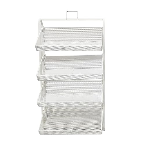 SDGBCXD Rayonnage de Stockage pour marché, Présentoir de comptoir for confiseries, présentoir à Snacks en métal avec paniers et étagère Fruits(White,28...