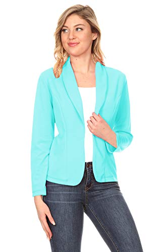 Women's Solid Casual Office Work Long Sleeve Open Front Blazer Jacket