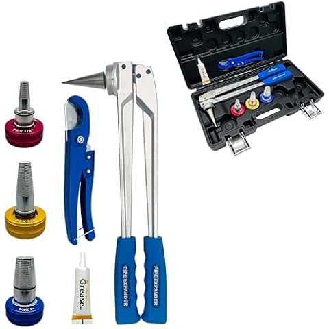 IBOSAD Manual PEX Pipe Expander Tools Kits with 1/2",3/4",1" Expansion Heads suit for Propex Expansion Meets ASTM F1960 Standard PEX Coupling Fitting Radiant Heat Cover