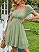 EXLURA Women's 2026 Summer Short Puff Sleeve Casual Short Mini Dresses Tie Back Square Neck A-Line Sundress Grass Green