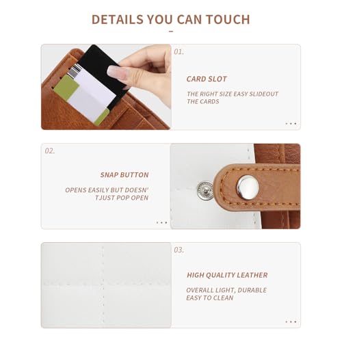 women's Small Wallets Leather RFID Blocking Card Holder Bifold Compact Wallets With Zipper Portable Coin Pocket3