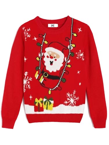 Image of Kids Crewneck Pullover Sweater Cute Pattern Long Sleeve Sweatshirt Holiday Costumes for 5-14 Years Child