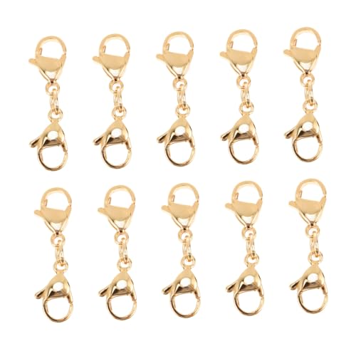 IWOWHERO 10pcs Gold Double-Headed Stainless Steel Lobster Clasps 12mm x 25mm Multifunctional Connectors for Bracelet Necklace DIY Jewelry Supplies in UK