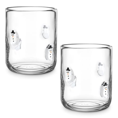 Skylety 2 Pcs Snowman Icon Juice Glasses, 14 oz