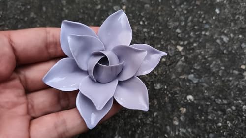 Image of Ceramic Flower Wall Art Decor, Artificial Flower Wall Sculpture,Handmade Ceramic Flowers for Home,Hallway,Living Room, Kitchen,Bathroom (Purple,Magnolia, 2.76 inch)
