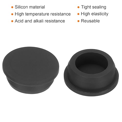 Image of UXCELL High Temp Silicone T-Shaped Rubber Stopper Plugs - Dia 36mm /1.41 inch, Black, Pack of 2 (OD 42mm)
