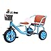 Afang Tandem Kinder Dreirad Lager Behälter, Doppelt Sitz Pedal Fahrrad Können Tragen Menschen Reiten Spielzeuge Kinderdreirad Frühförderungsfahrzeug,Blau