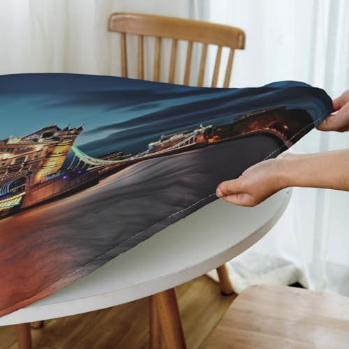 Nappe ronde imprimée Tower Bridge imperméable élastique table