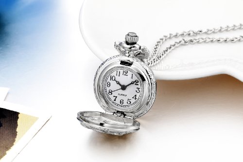 Image of JewelryWe Vintage Pocket Watch Cool Gear Steampunk Retro Pendant Necklace Watches for Men Women Halloween Costumes Daily and Office