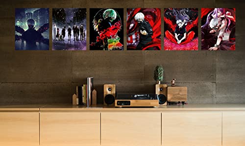 Mtebocc Anime Tokyo Ghoul Wall Art Poster On Canvas Pieces - Hd Print Painting Living Room Decor Bedroom Club Boys Room Decor Gifts Set Of 6 Unframed 8X10In #TOP4