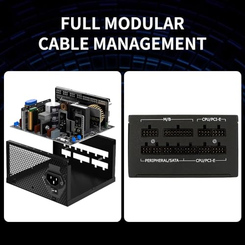 LC-POWER 1000W PSU - Alimentatore 1000 Watt ATX 3.0 and PCIe 5.0 per PC Gaming - Certificato 80 Plus Gold - Completamente Modulare - Ventola FDB da 120 mm Silenziosa - Cavi Neri Piatti