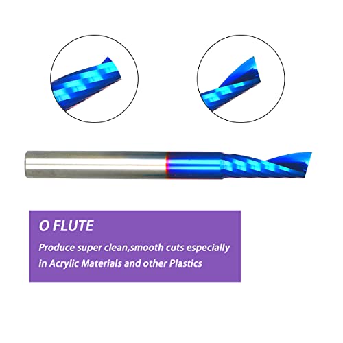 Ruhi Uo131 O-Flute Spiral Up Cut Solid Carbide Cnc Router Bit, 1/4 X 1 X 1/4 X 2 1/2" Shank 1/4" #TOP2