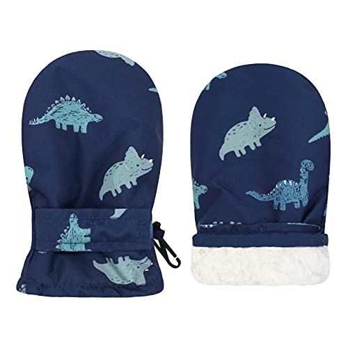 Image of Toddler Mittens Waterproof Toddler Winter Gloves Toddler Snow Gloves for Kids Baby Winter Mittens for Toddler Girls Boys, Navy Dinosaur, 6 - 24 Months