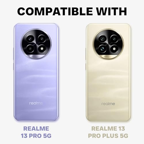 Image of RIGGEAR Shockproof Sleek Hybrid Armor Back Cover Case Compatible with Realme 13 Pro, Realme 13 Pro Plus 5G (Clear PC + Black TPU Bumper)