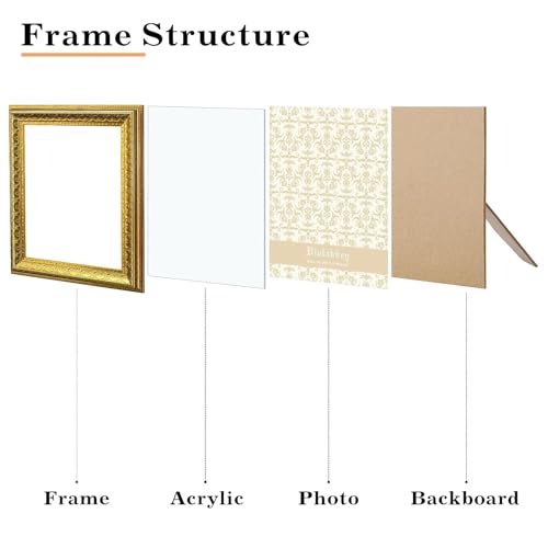 Image of VIOLABBEY 5x5 Picture Frame Gold Set of 2, Vintage Photo Frame | Small Antique Ornate Frame, Square Frame for Wall or Tabletop Display,Classic Design for Home Office Decor