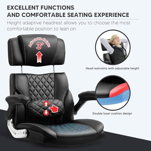 YAMASORO Cadeira Presidente Ergonomica Premium Cadeira Escritório de Cabeça Ajustável e Ângulo do Ap