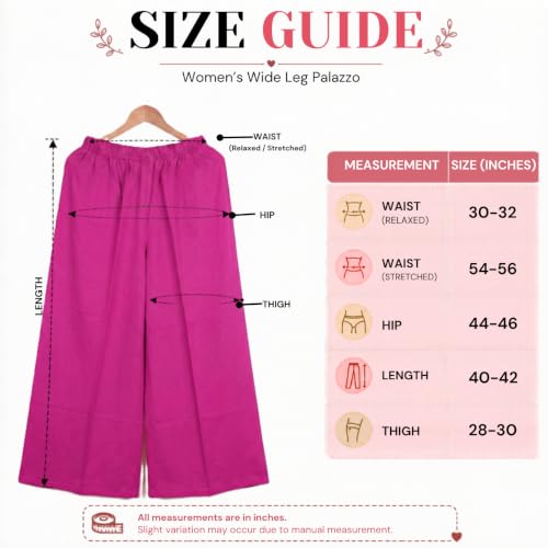 Image of Plaazo Women's Cotton Palazzo | Wide Leg Palazzo for Women | Soft Breathable High Waist Bottom Wear | Comfortable Casual, Office, Travel for Women