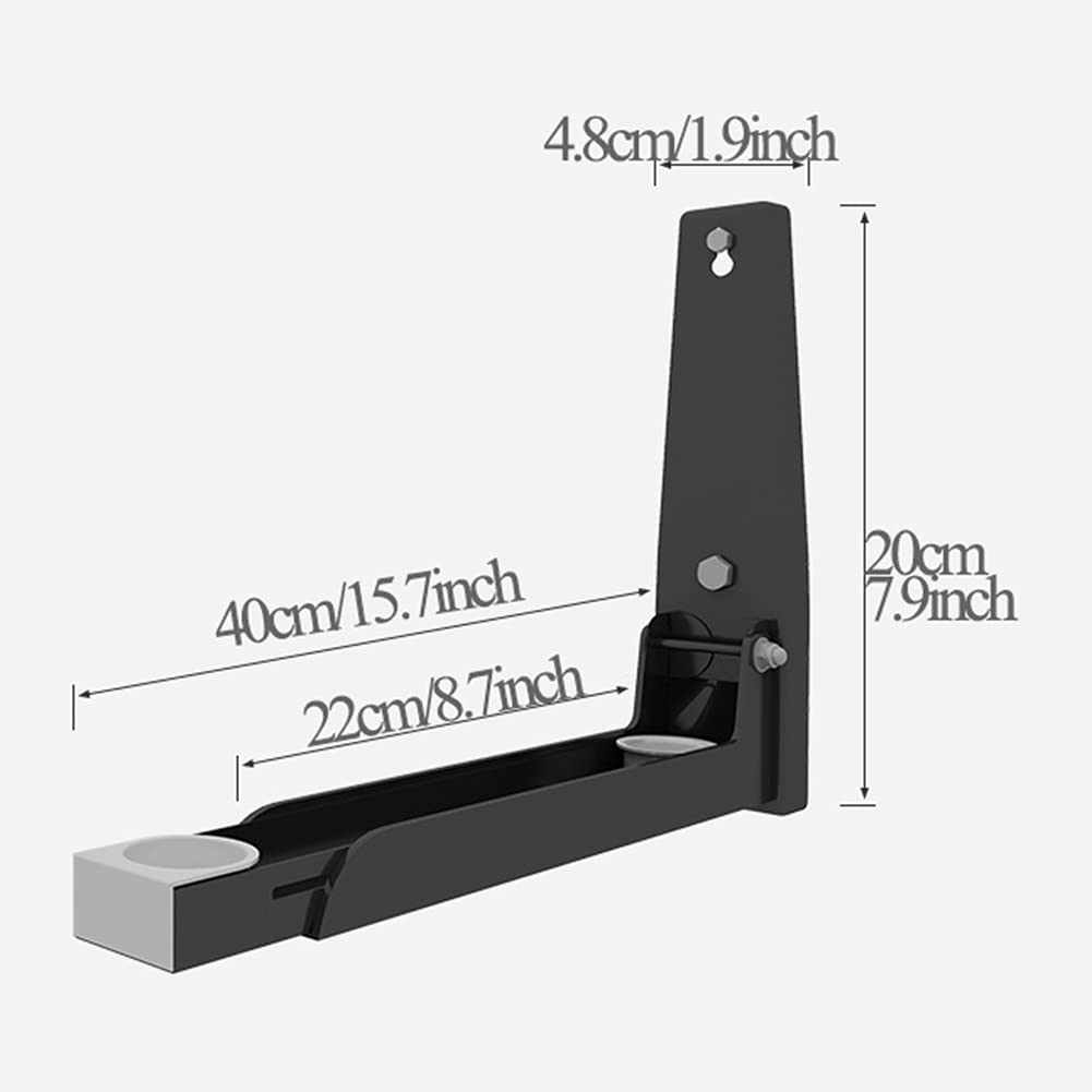 2er-Set Mikrowellenhalterung Wand mit Teleskoparmhaken, Edelstahl-Organizer, Locher-Installation, Schwarz, Belastung 30kg (22-40×20×4.8cm)