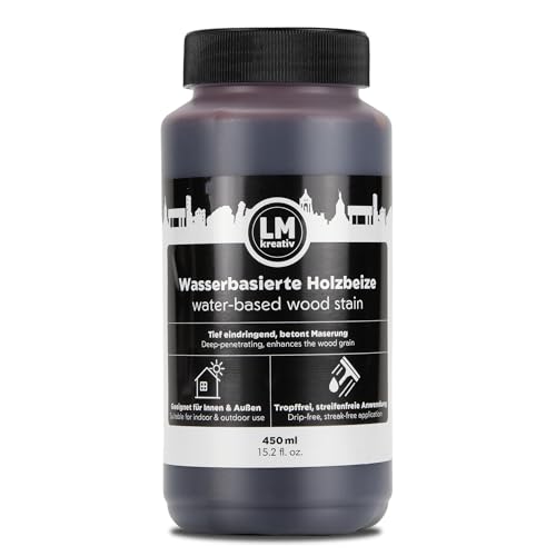 LM-Kreativ Holzbeize 450 ml - Kirschbaum Antik – Wasserbasierte Lasur für Holz innen, intensive Tönung für Möbel und Bastelholz, dekorative Holzlasur innen, Wood Stain LM-Kreativ Holzbeize 450 ml - Kirschbaum Antik – Wasserbasierte Lasur für Holz innen, intensive Tönung für Möbel und Bastelholz, dekorative Holzlasur innen, Wood Stain