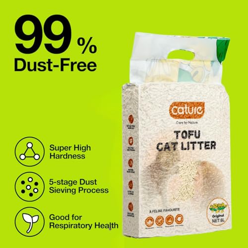 Image of Cature Care by Nature Tofu Cat Litter Natural Flushable Clumping Litter Plant Based Biodegradable Ultra Odour Control 99% Dust Free Low Tracking Cat Litter (Original, 6L, PACK6)