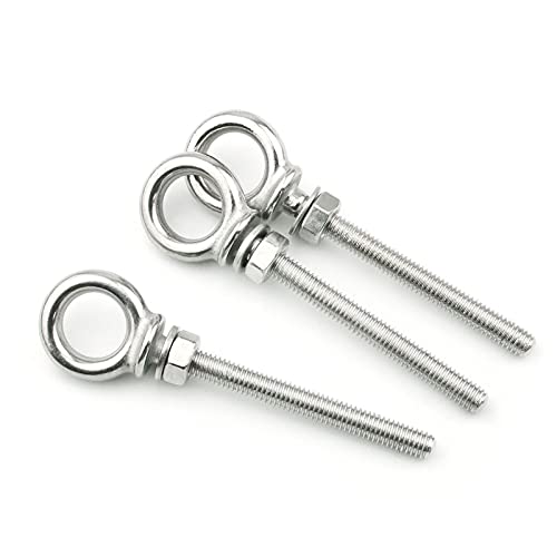 Image of 316 Stainless Steel Eye Bolt, Heavy Duty Shoulder Eyebolts Screws with Washer and Nuts (M6, 10PCS)