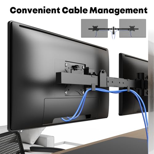 Dual Monitor Wall Mount for 24-38-inch - Ultrawide Dual Wall Mount Monitor Arm, Flush Wall Setup, Max Load 22lbs, VESA 75x75/100x100mm, Black - Image 6