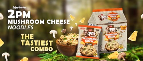 2PM - Mushroom Cheese Noodles - Contains Mushrooms & Cheese Flavour - Instant Veg Noodles - Pack of 4-100 Gm Each