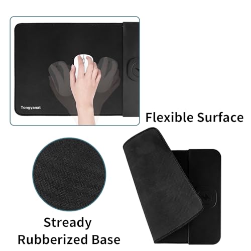 15W Wireless Charging Mouse Pad, 2 in 1 Desk Pad with Non-Slip Rubber Base, Fast Qi Wireless Charger for iPhone/Computers/Home Charging Devices, 12.8 * 8.5in Mouse Pad - Black - Image 6