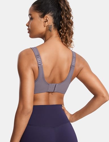 Image of SYROKAN Women's High Impact Underwire Sports Bra High Support Large Bust Padded Adjustable Straps Running Bra