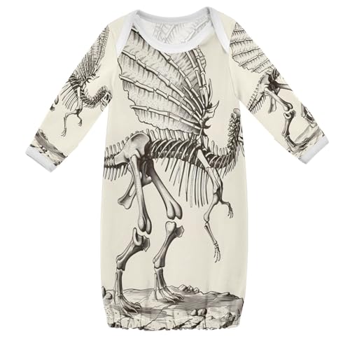 senya Nightdress Sleeper Gown Long Sleeve Nightgown Pajamas Spinosaurus Skeleton Fossil for 3-12 Months Multi
