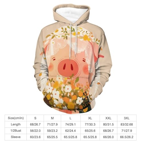 Sweat à capuche Fleurs de Cochon taille S | Hoodie mixte manches longues