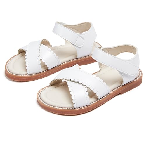 Image of PHIRAMIN Toddler Girl Sandals - Flower Girl Dress Shoes Open Toe Little Kid Flats