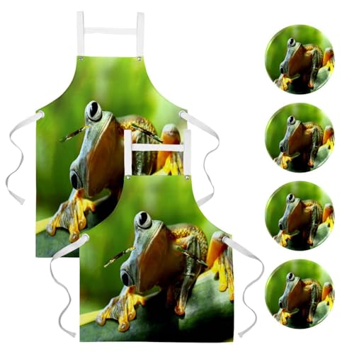 Tablier de serveuse multicolore pour restaurant nettoyage et bar avec système de 4 broches