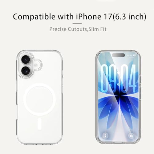 Image of TOPF&B Magnetic Case Compatible with iPhone 17,Compatible with Magsafe,Anti-Yellowing Cover,Transparent Screen Protector,Clear Case for iPhone 17,Crystal Clear