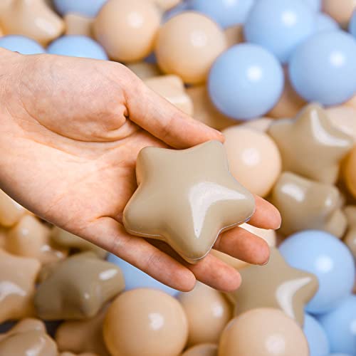 Trendplay 100 Star Ball Pit Balls - Bpa&Phthalate Free Non-Toxic Play Balls Soft Plastic Balls For 1 2 3 4 5Years Old Toddlers Baby Kids Birthday Pool Tent Party (2.16Inches) Blue+Khaki+Milktea #TOP14